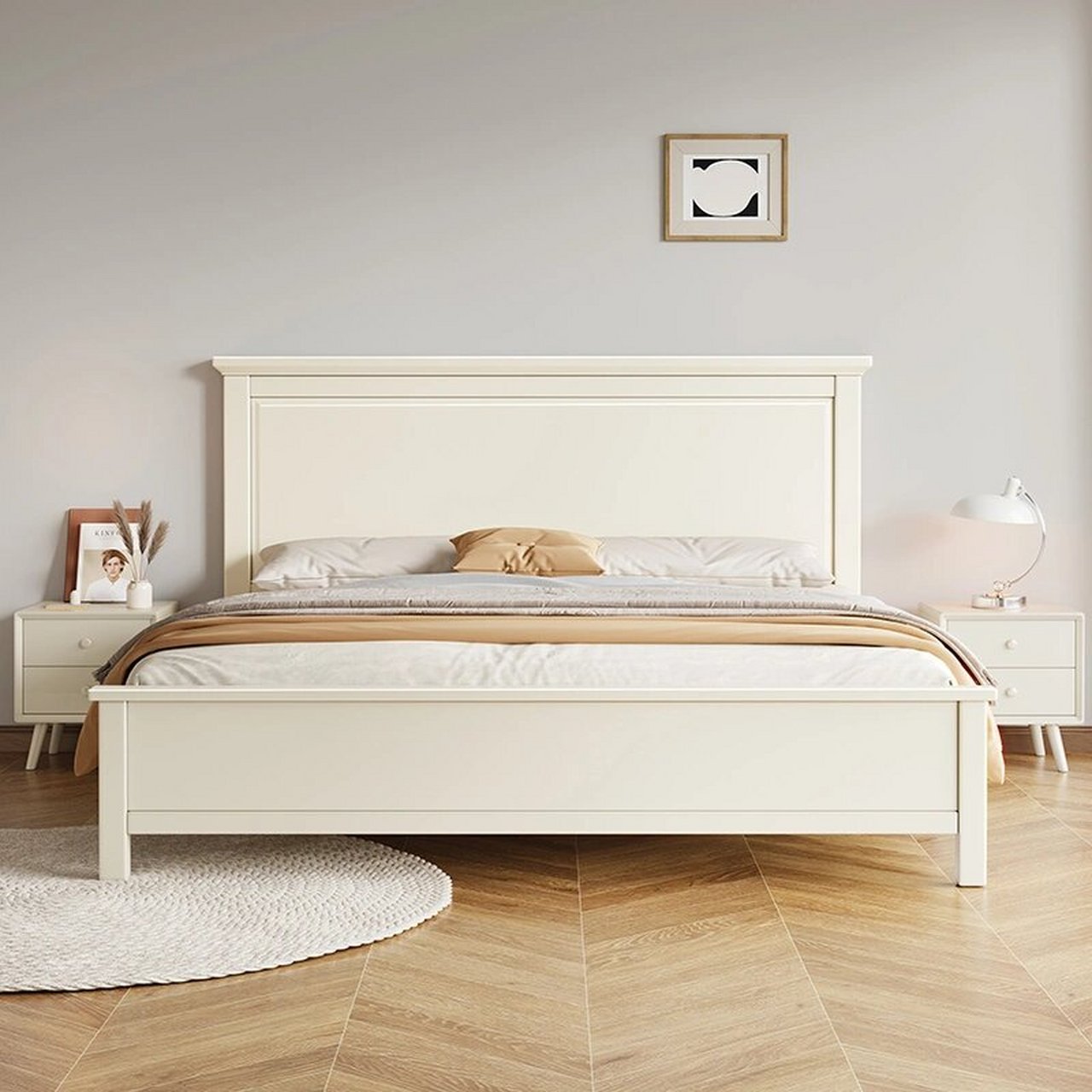 卧室家用白色实木床 挖到宝了,1380北欧实木床,值得入手 美式简约造型