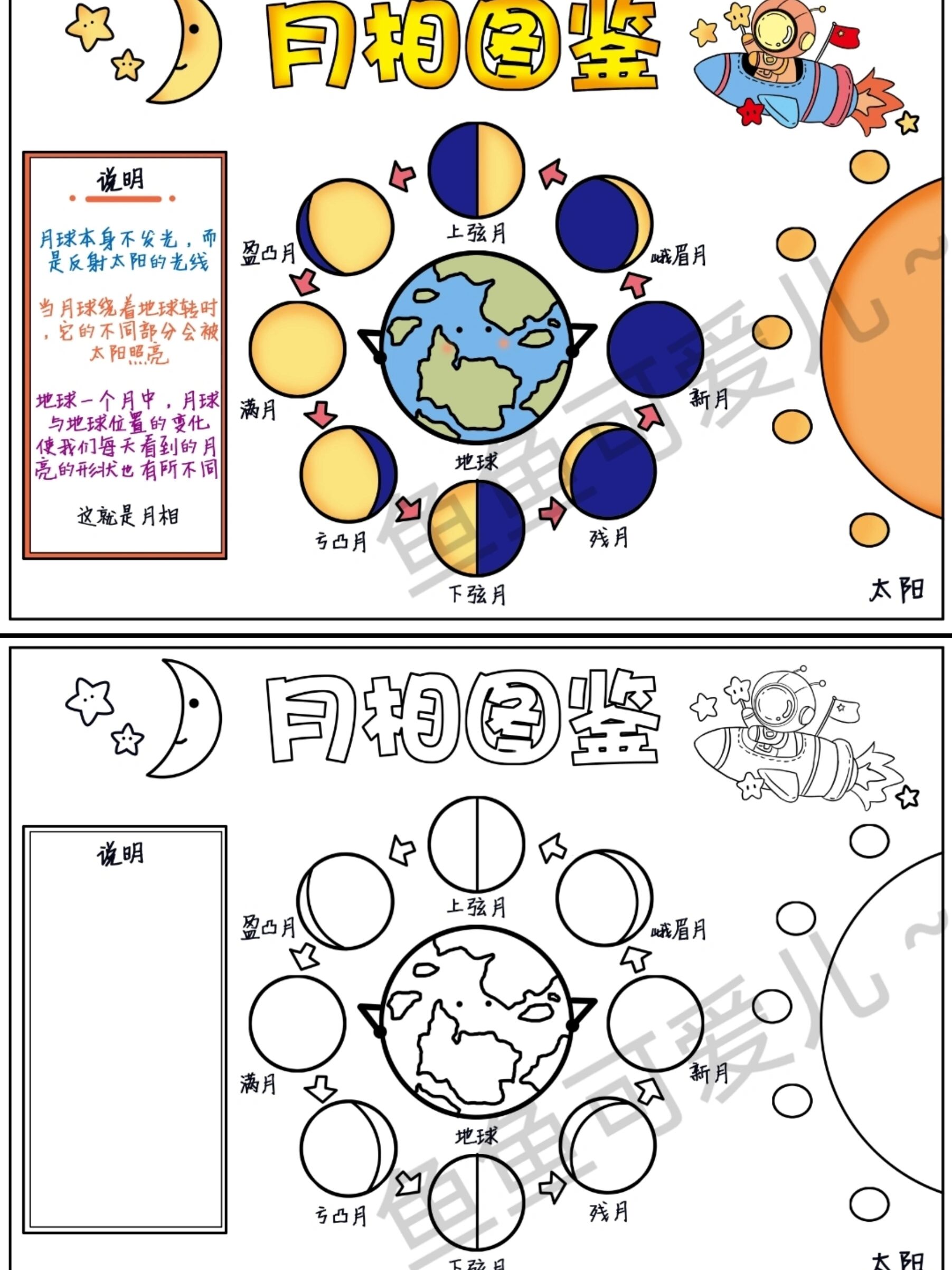 手抄报~月相图鉴小报