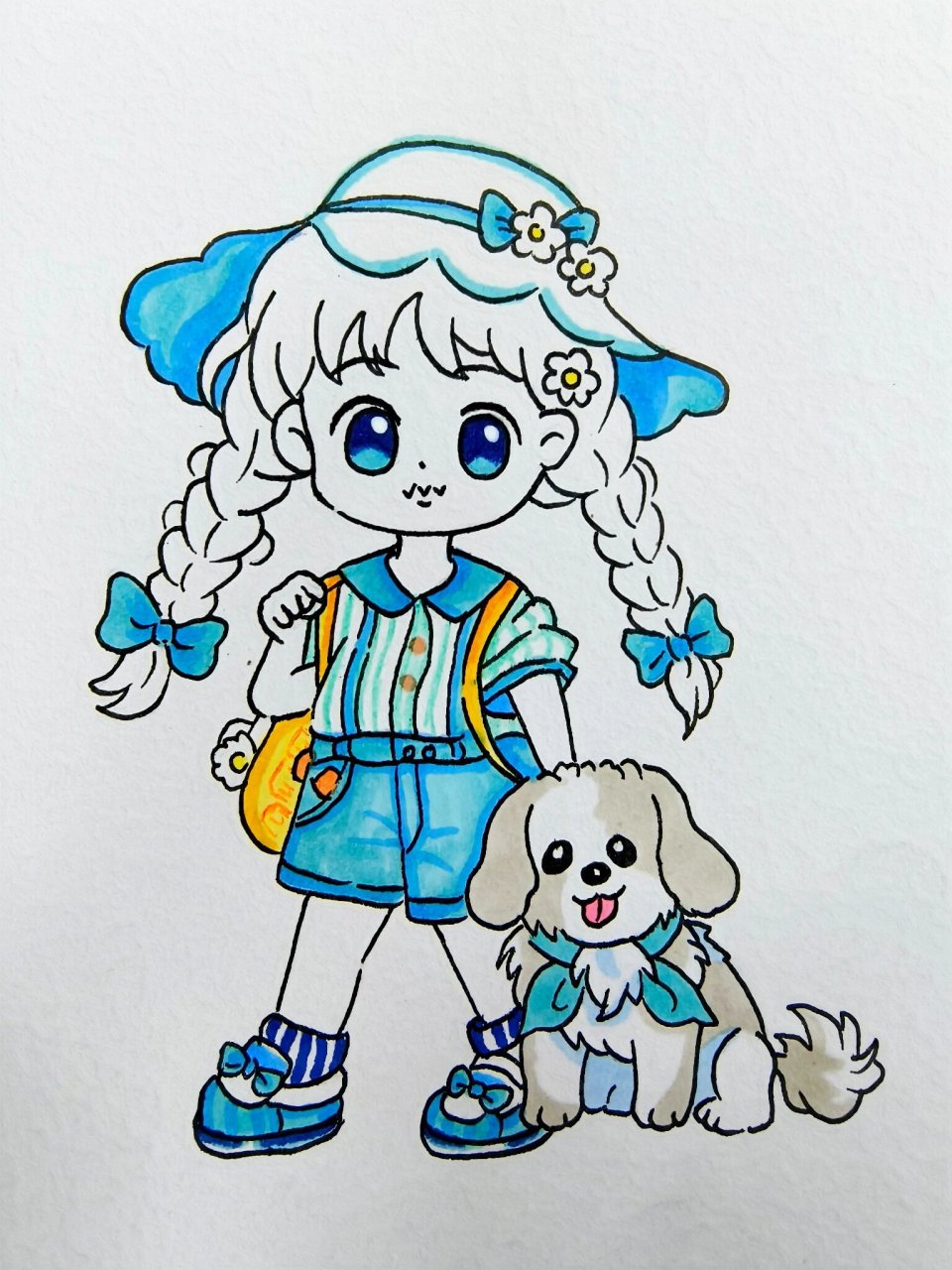 动漫女孩绘画过程图