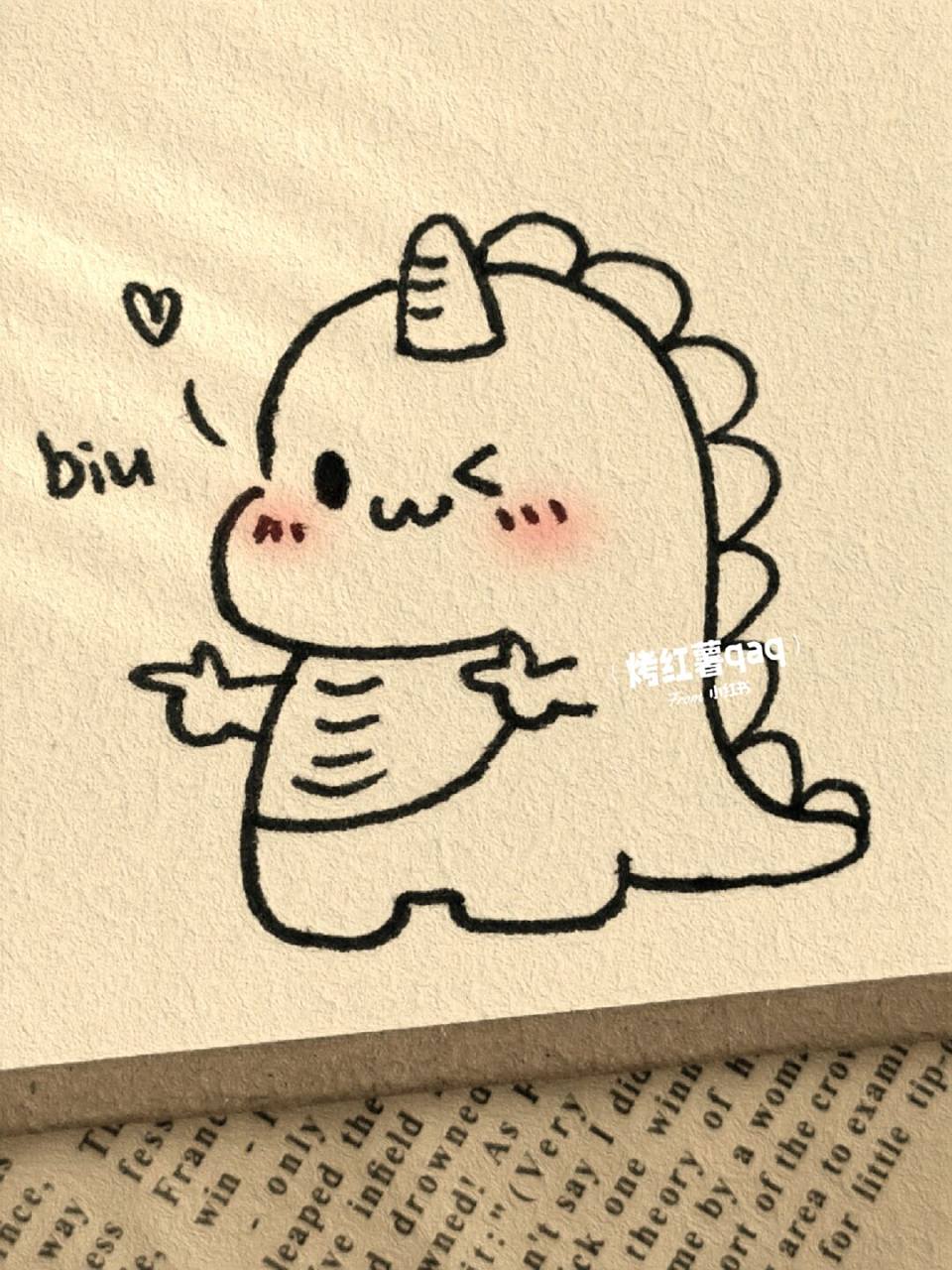 可爱简笔画教程|小恐龙biu~ #临摹##简笔画# #简笔画教程# #可爱简笔