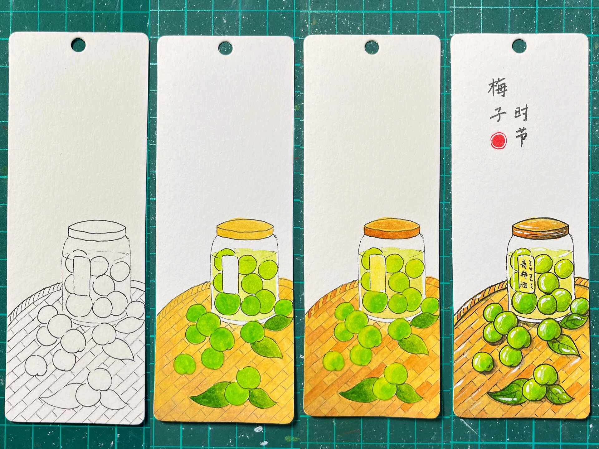 简简单单的意境古风小书签92～一套4张附过程