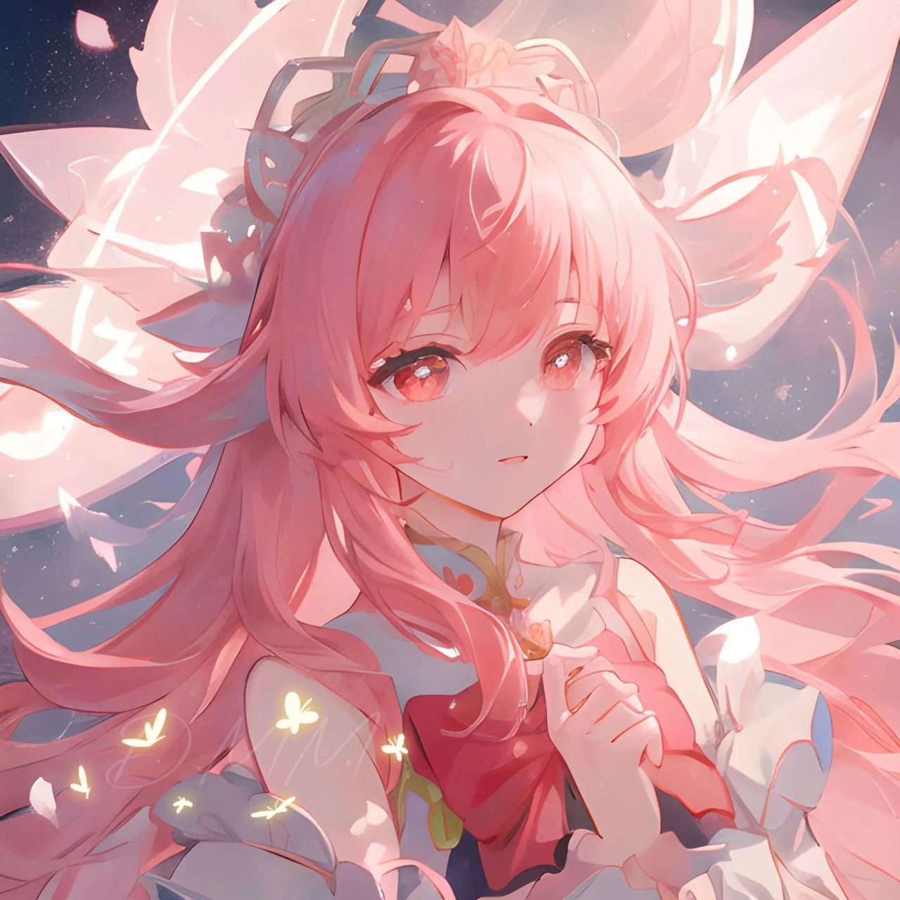 动漫女头|一看就很温柔的粉色女生动漫头像