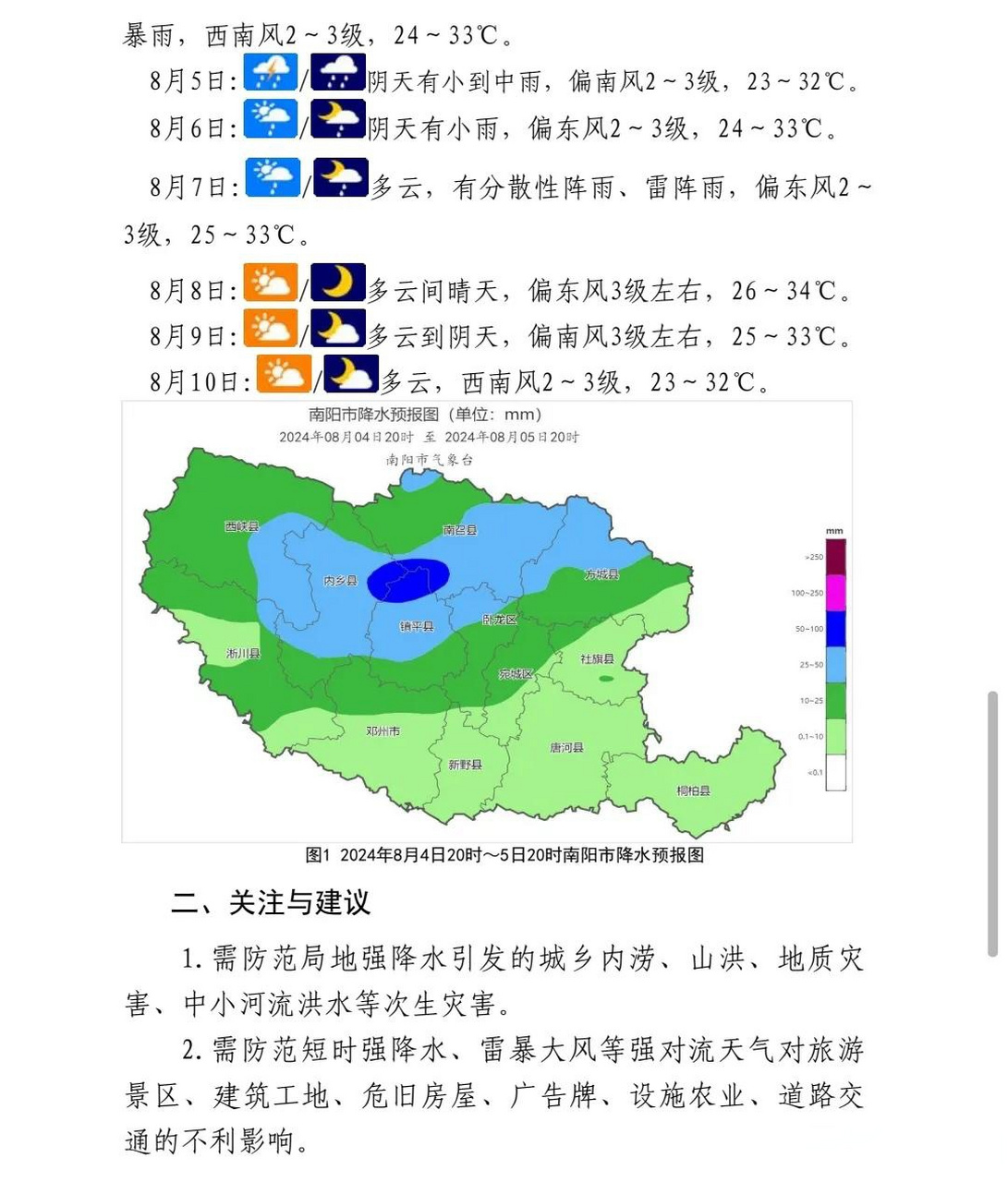 【今天下午到夜里镇平县有中到大雨,局部暴雨需防范局地强降水引发的