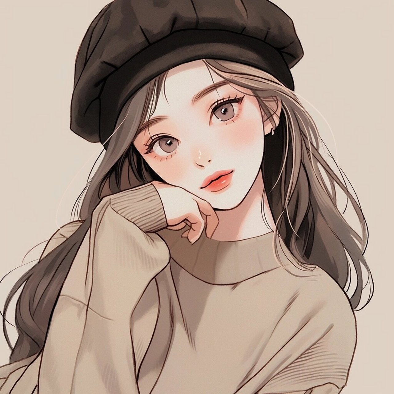 简约女生头像|秋天偏爱贝雷帽