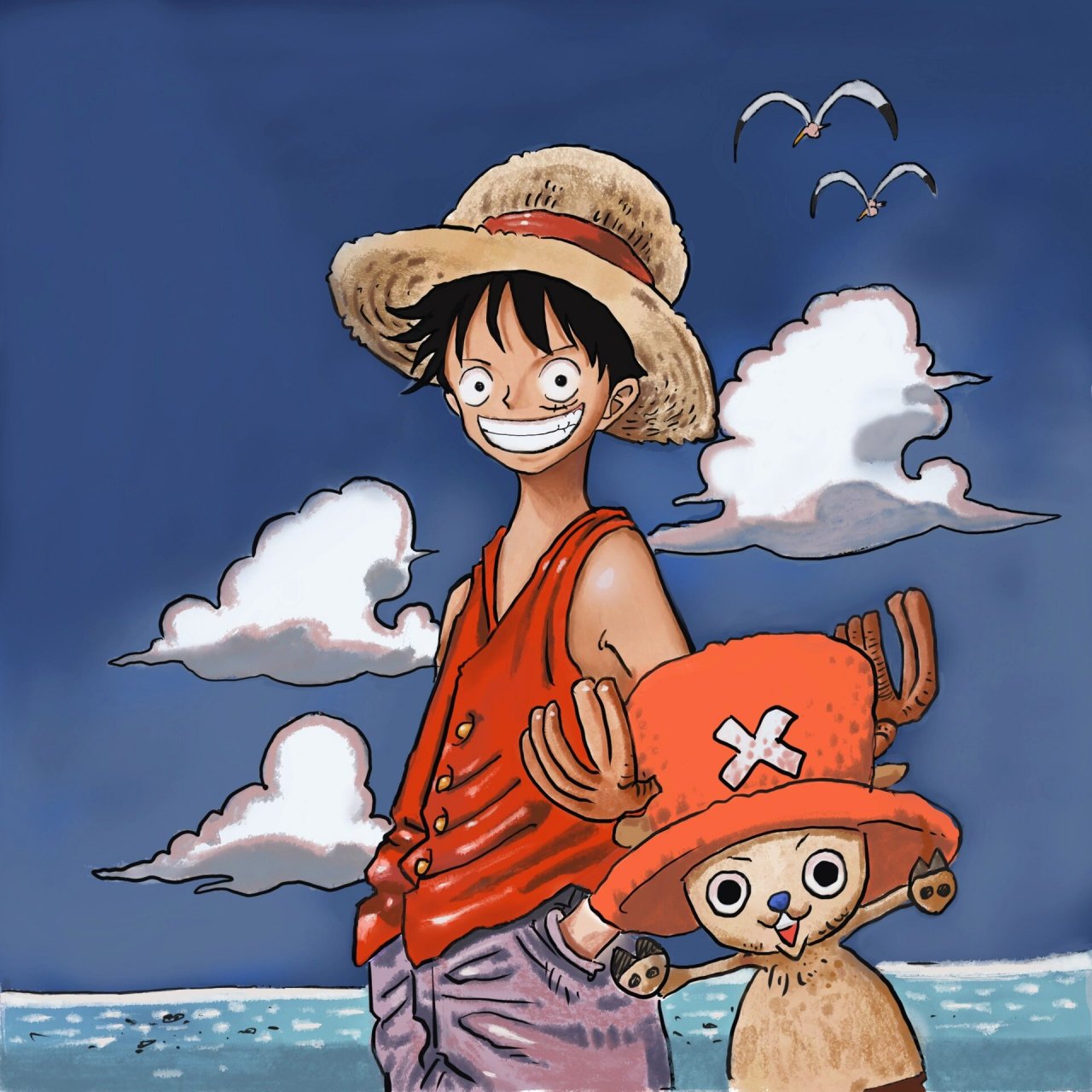 ipad插画96|海贼王路飞 ipad绘画海贼王路飞步骤来啦～ 61 	 78