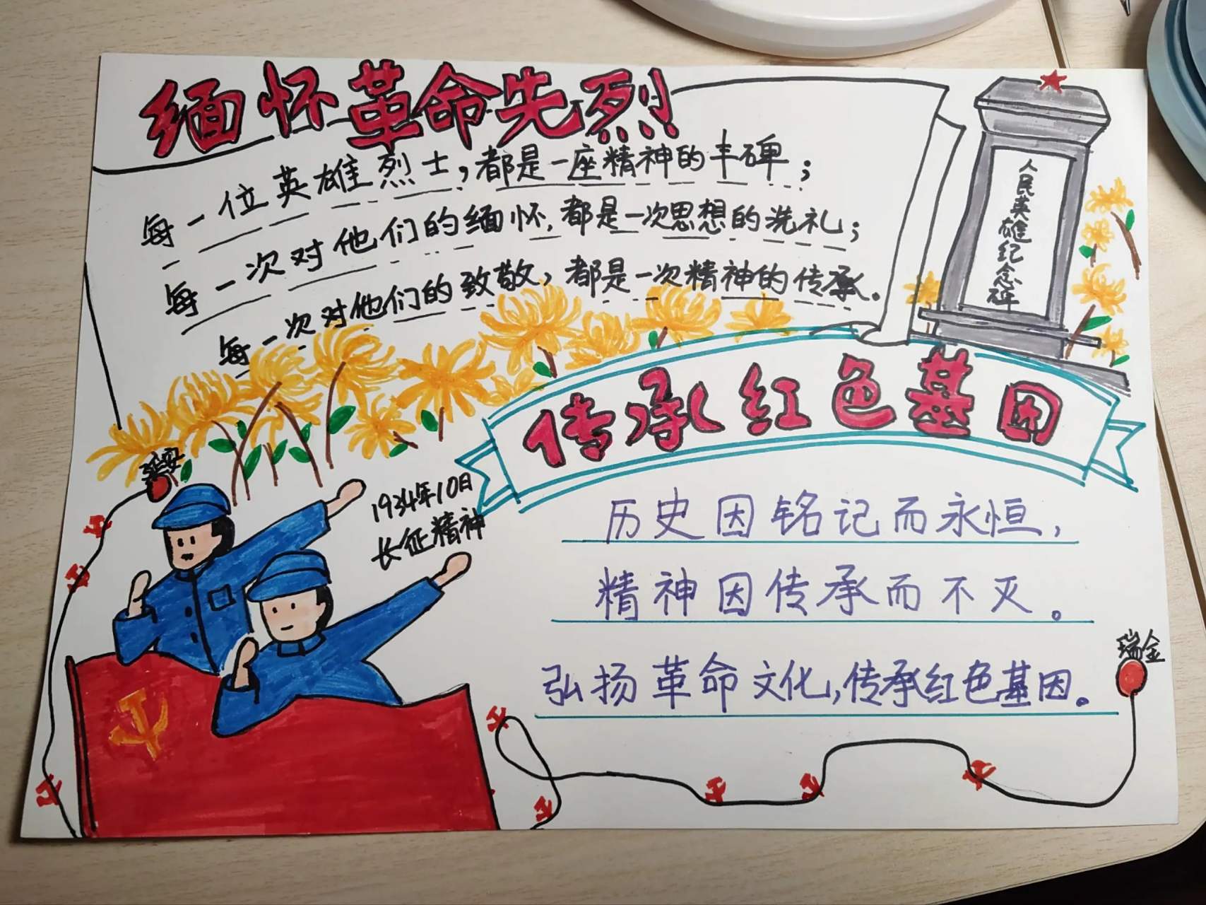 手抄报"缅怀革命先烈,传承红基因" 发现小学手抄报的素材还挺多人需要