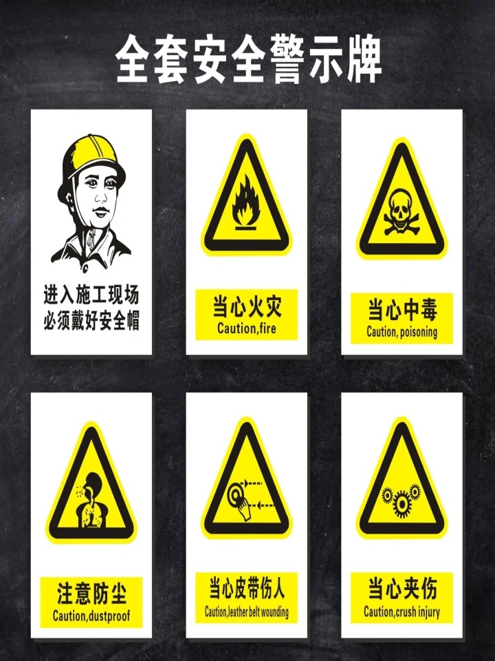 安全警示标牌标识 安全警示牌标识是一种重要的安全工具,它们以图形