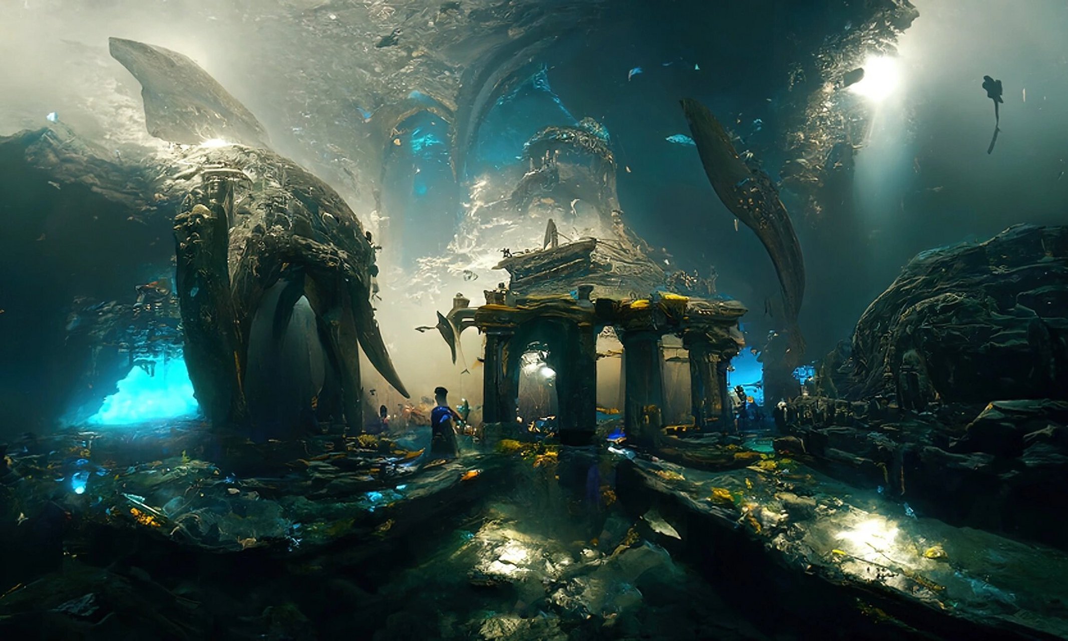 atlantis|神秘文明的海底遗迹 ai程序disco diffusion对海底遗迹的