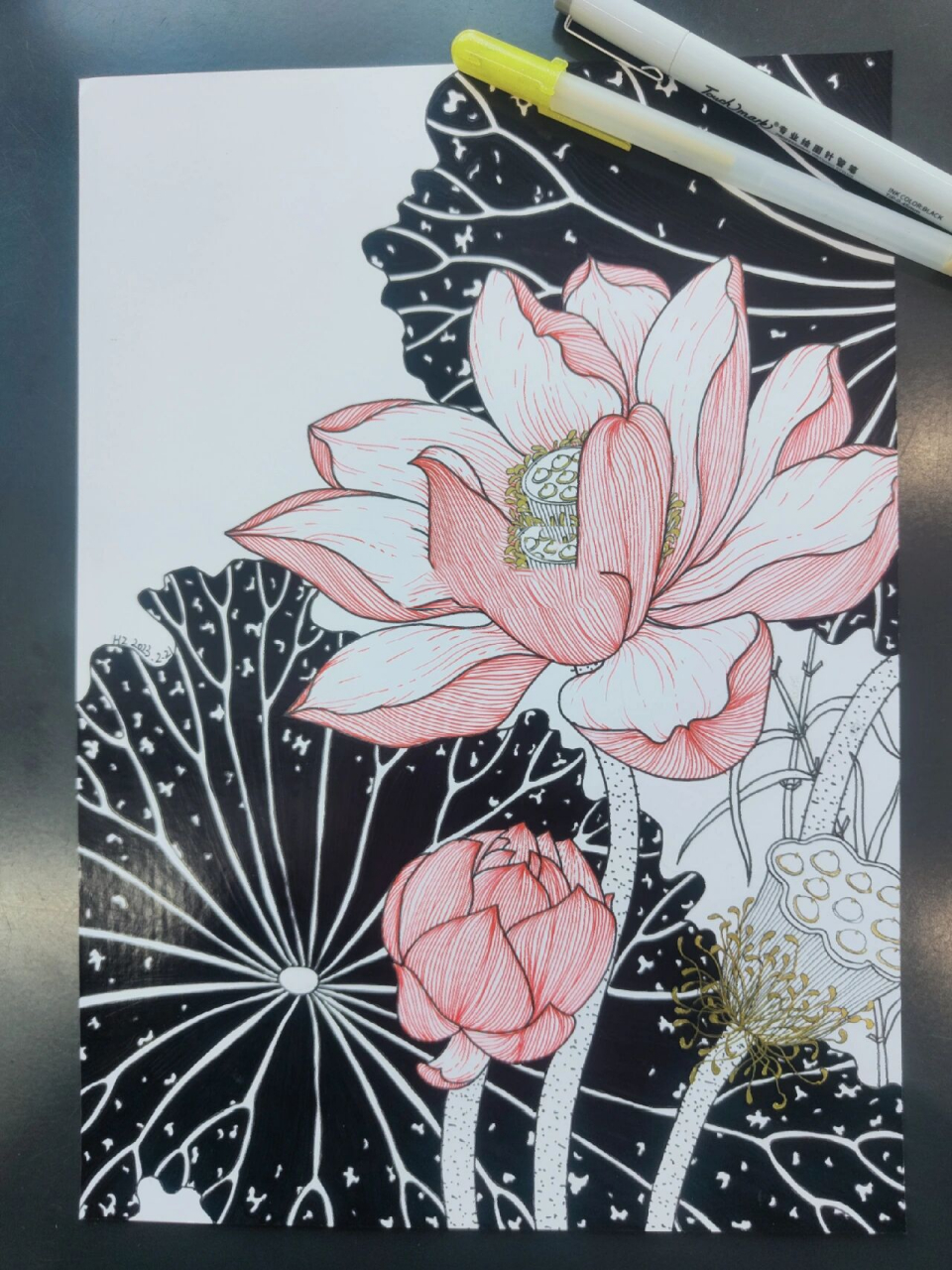 绘画练习/装饰画/荷花 又又又来画荷花啦!