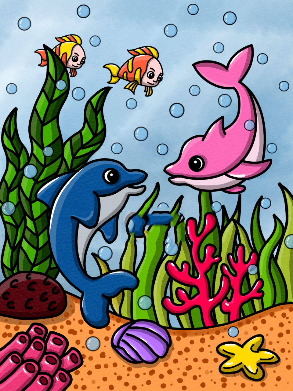 海洋进化主题绘画图片