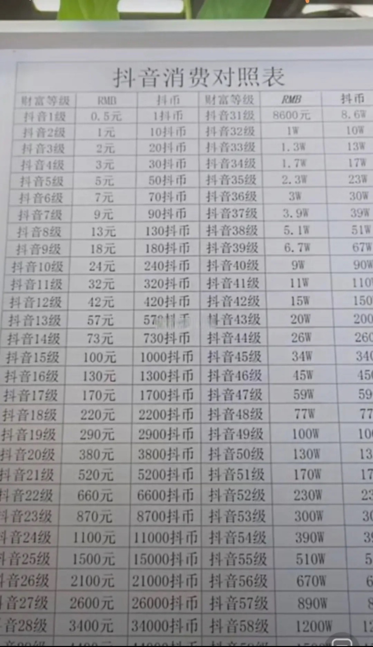 某音直播間刷禮物價目表,猜一下你需要多少90才能成為60級大哥?