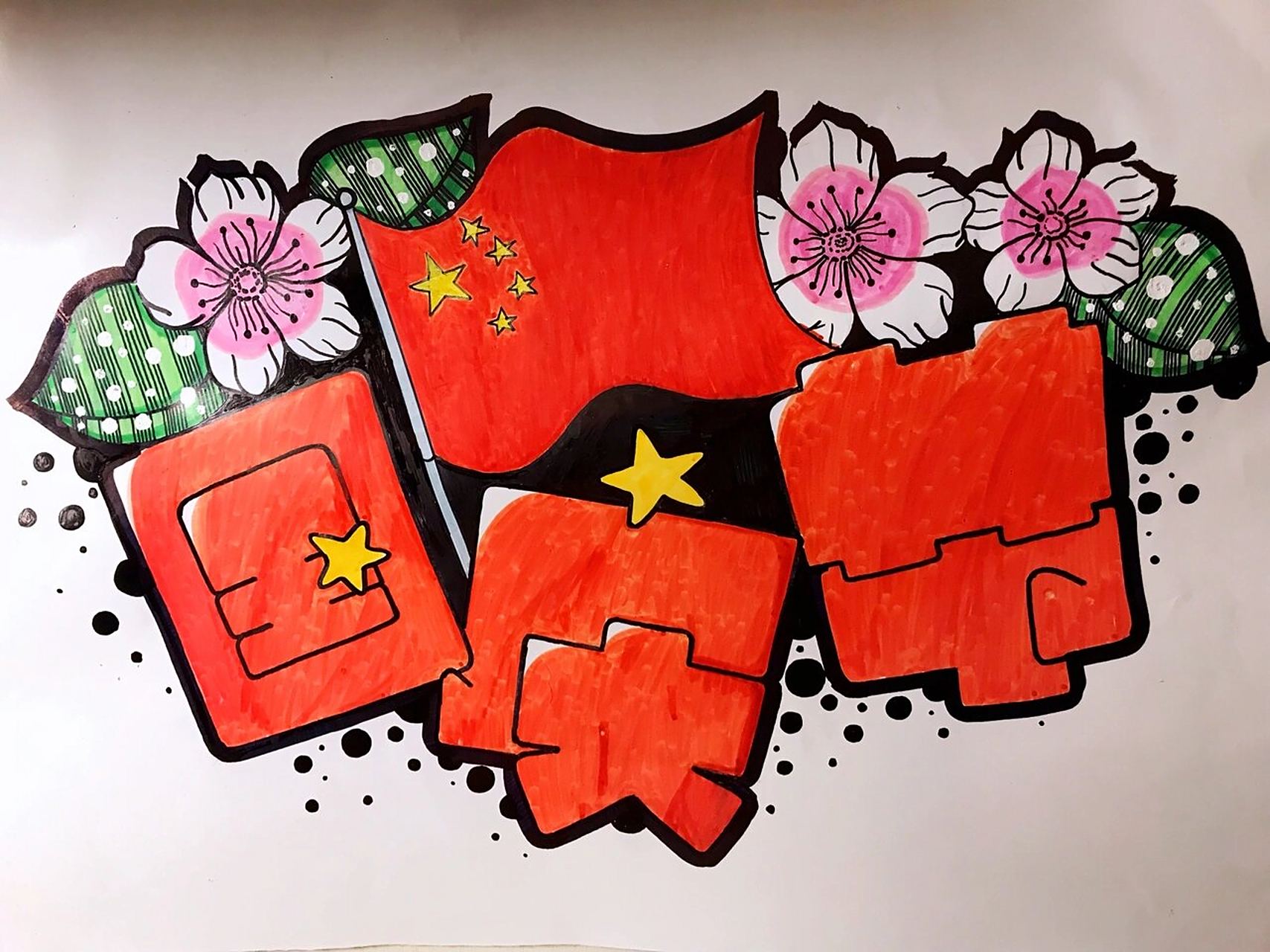 手绘pop海报|国庆节9899 78 今天是9月18日,早上带大米遛弯儿时