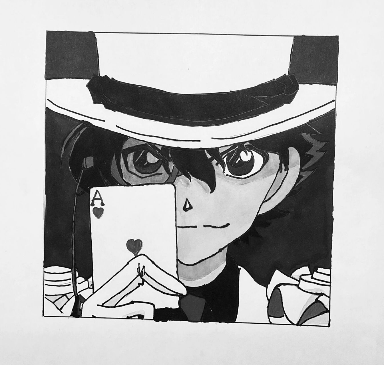 名侦探柯南手绘经典怪盗基德头像 p1是原图噢