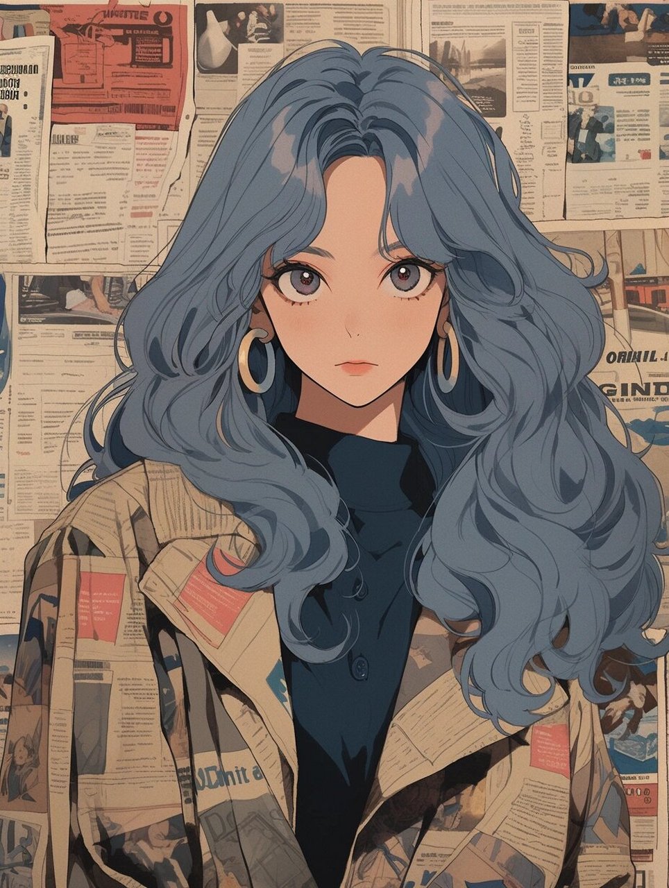 midjourney复古动漫女生头像|港风女郎 #可爱微信情头# #ai绘画# #mid