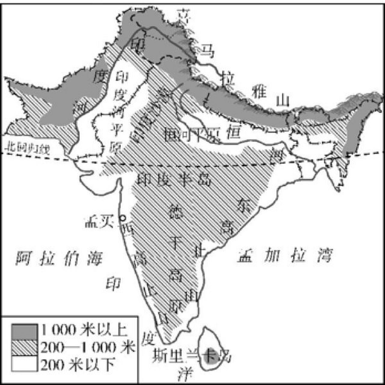 南亚地形分布图图片