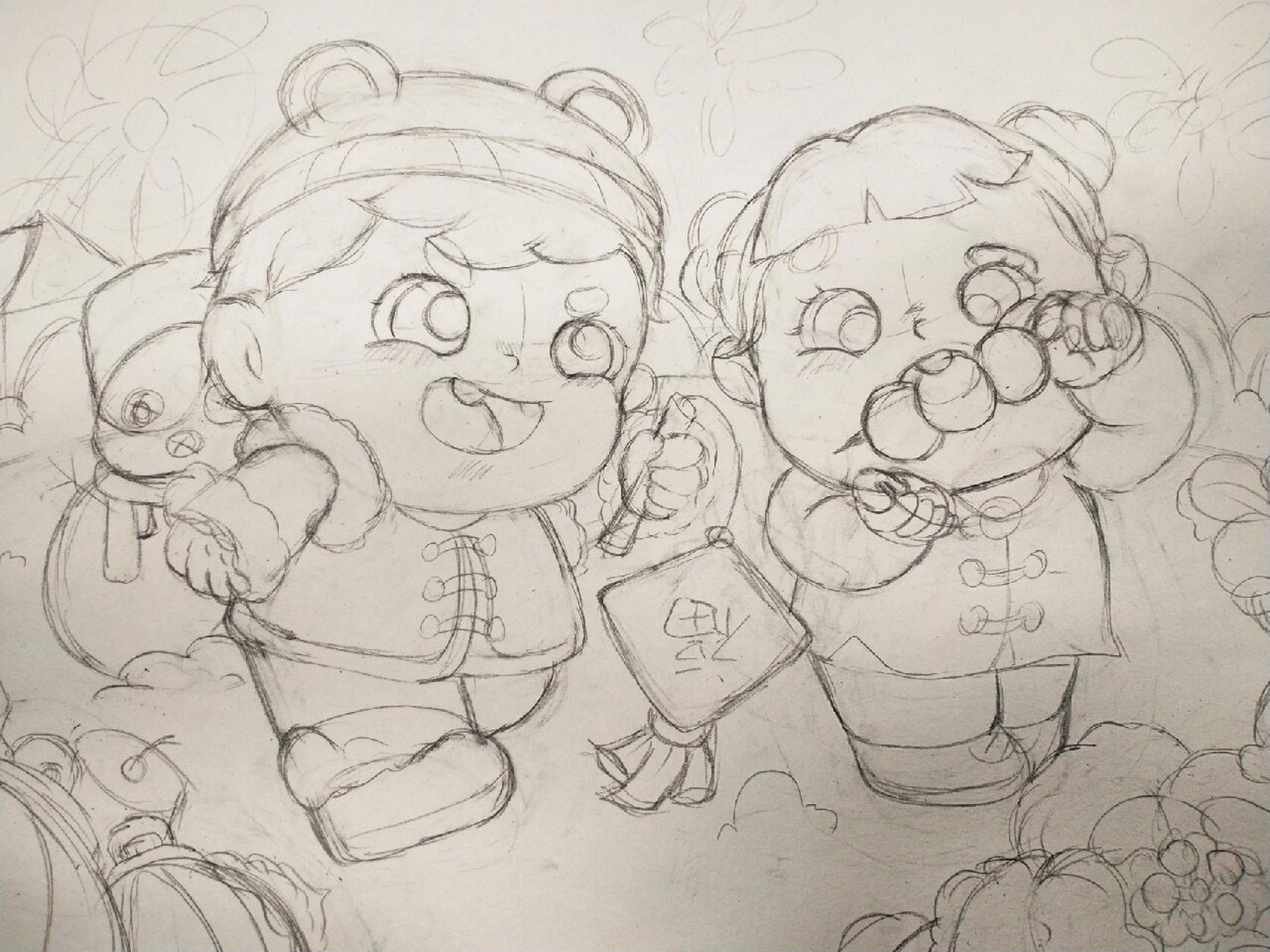 过新年冬天主题儿童简笔画 以冬天雪地过新年为主题的儿童简笔画