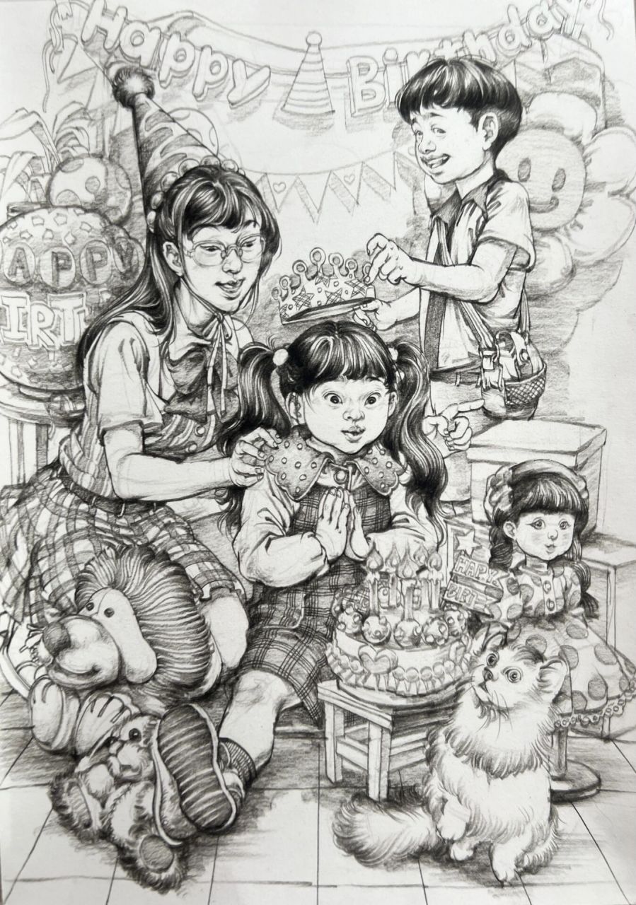【速写-命题创作】"过生日" 关键词:生日,难忘的一天,派对