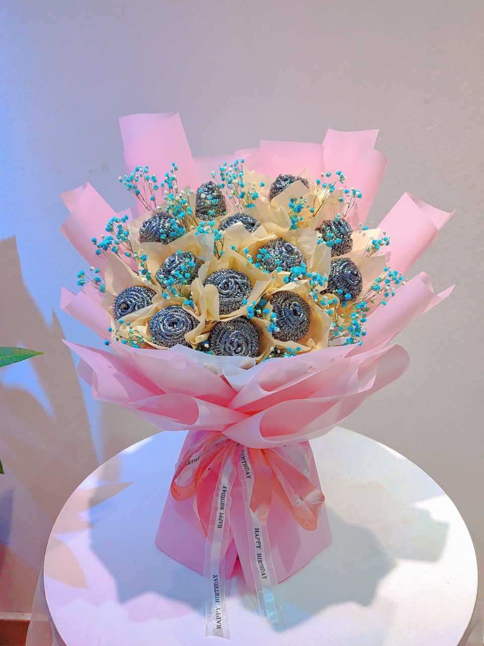 象征钢铁般的友谊之花 ———#钢丝球花束 象征钢铁般的友谊之花