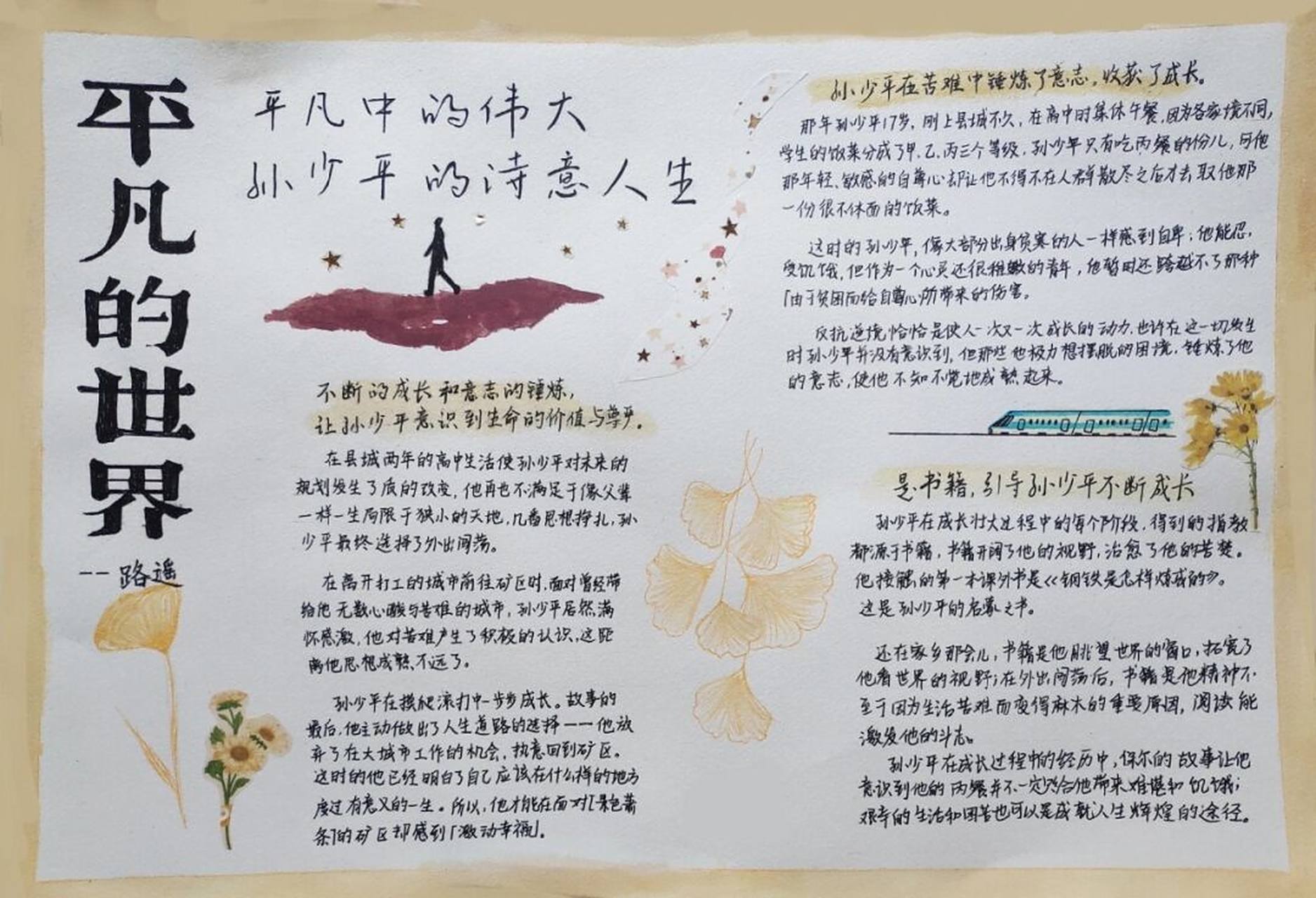 《平凡的世界》手抄报 去年画的, 临摹请标明出处!