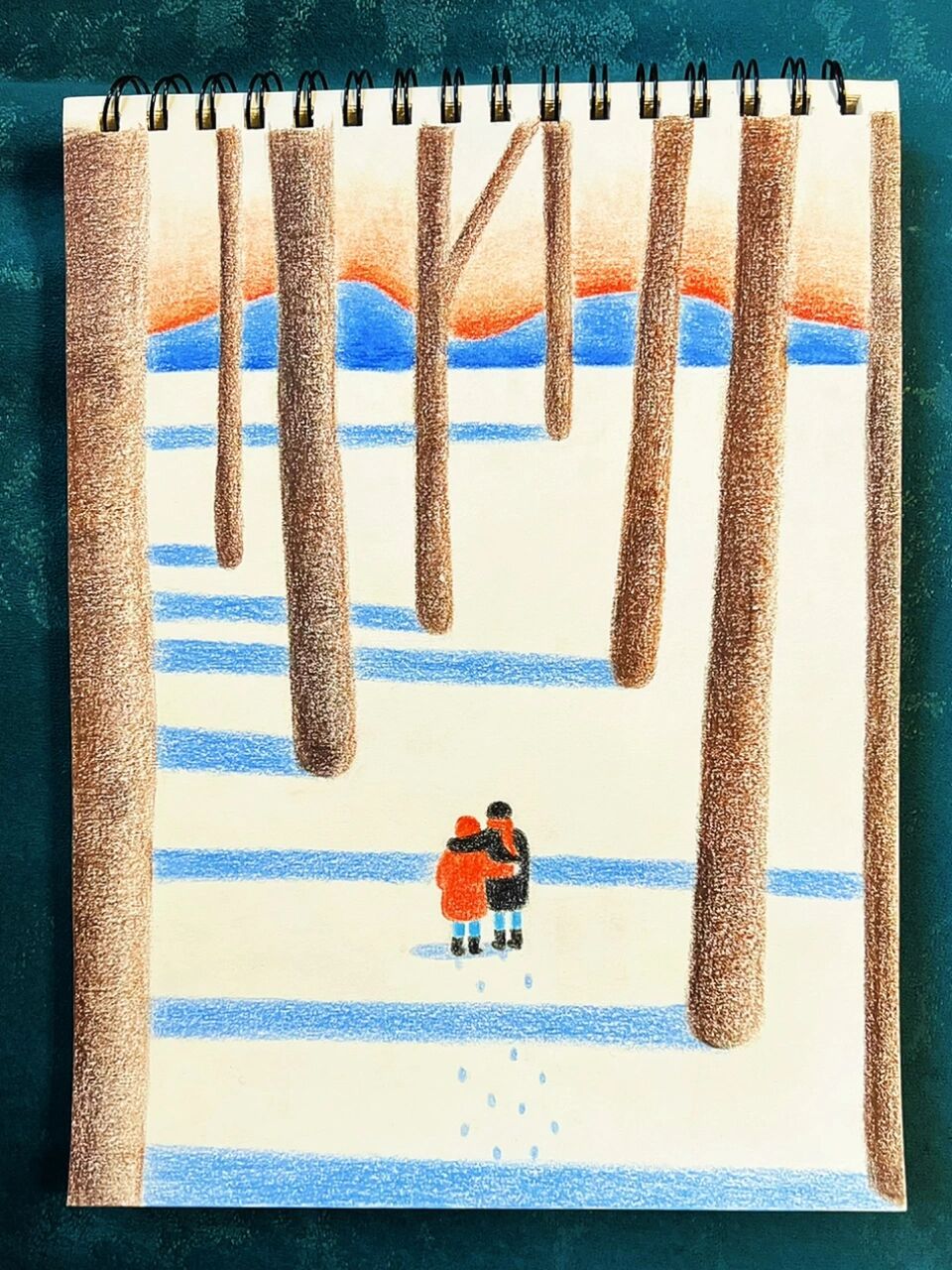 冬日有你(彩铅画.