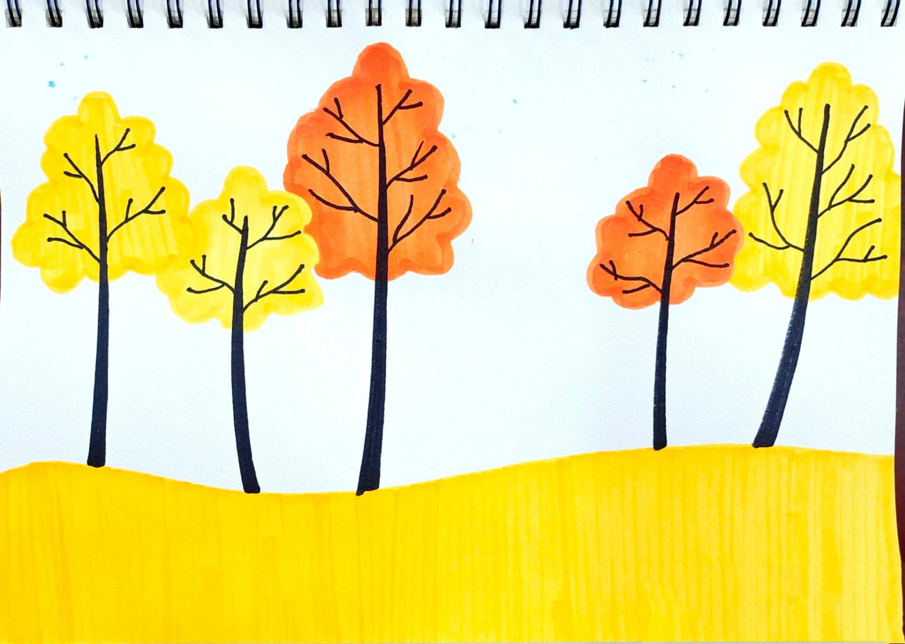 儿童简笔画彩色秋天图片
