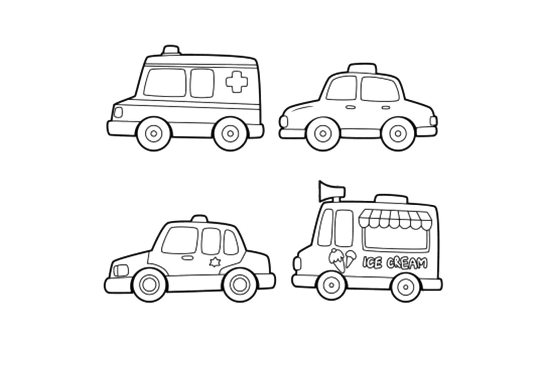 工程车简笔画涂色,可打印 :找来给宝宝涂色玩的 :自己长按图片保存到