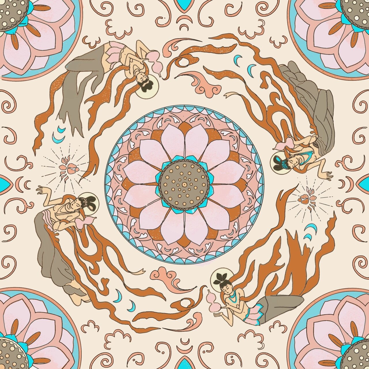 龙门石窟 飞天插画设计 文创