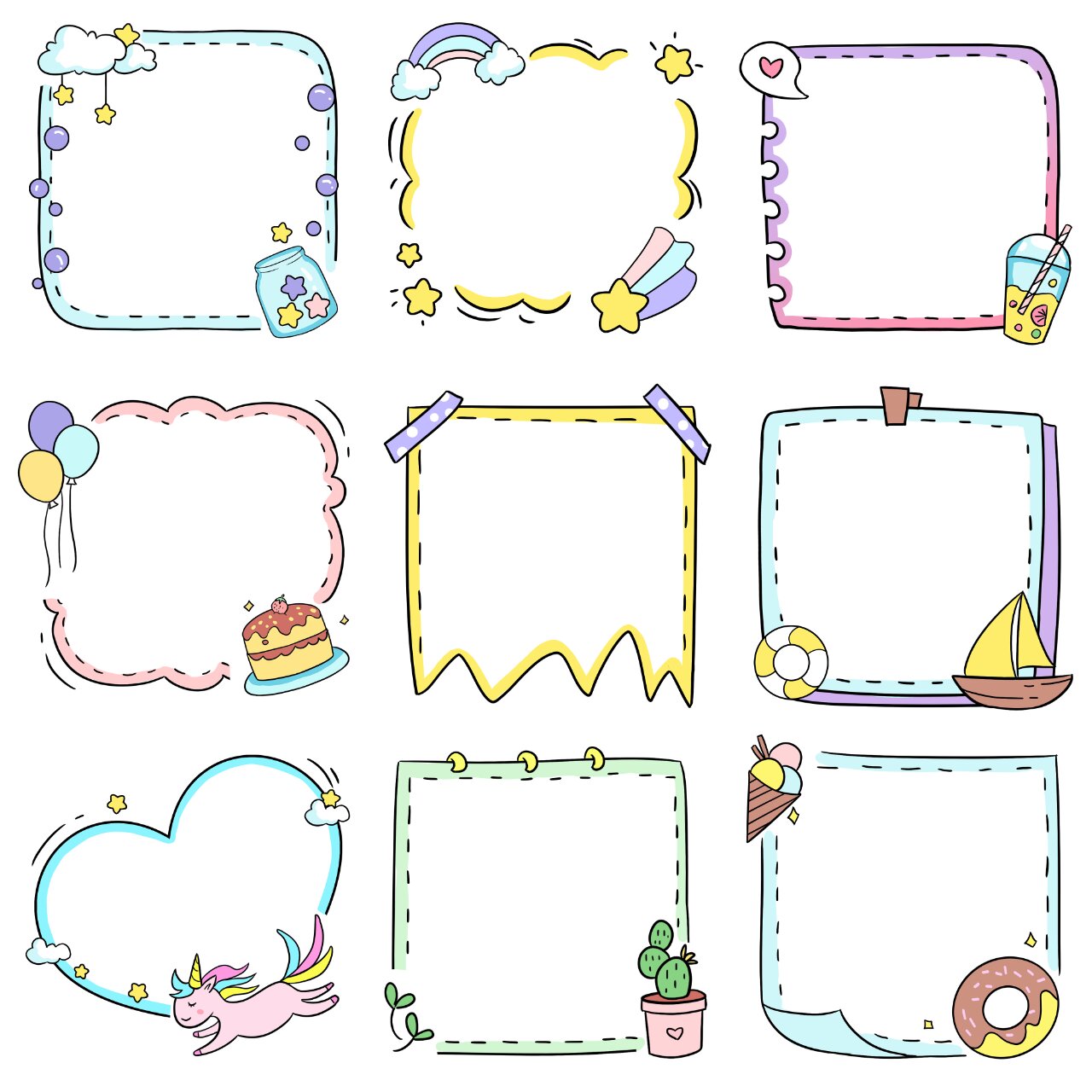 小伙伴们,今天给大家分享一个超级可爱的素材,就是这个卡通动物边框