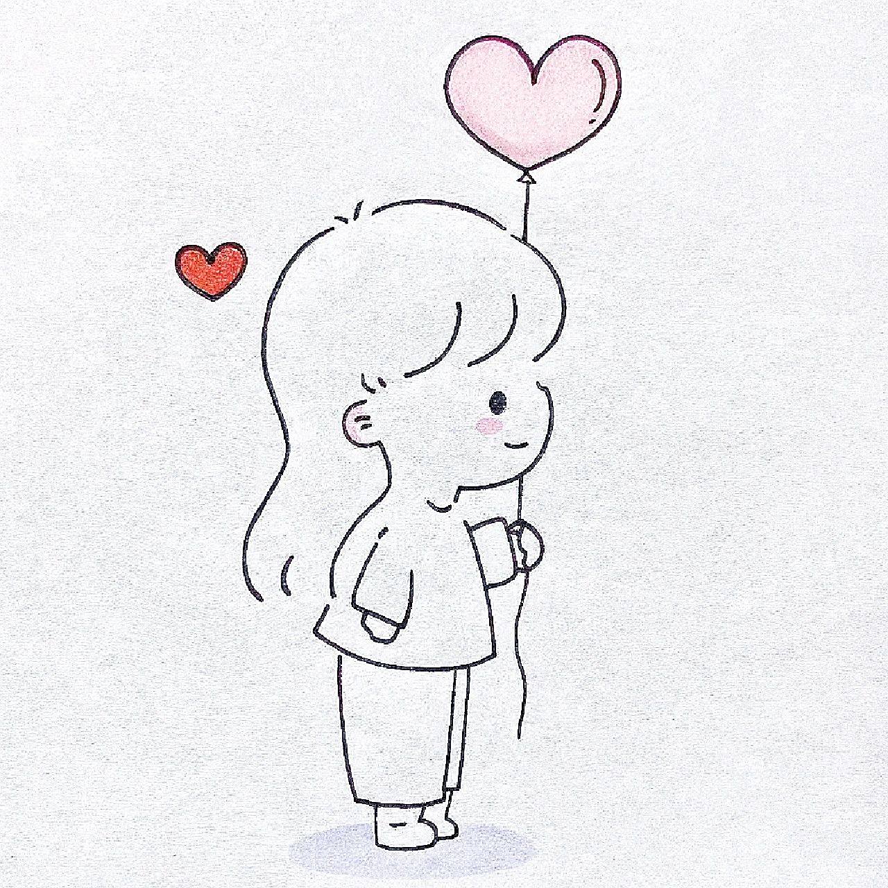 零基础简笔画教程|气球女孩 很喜欢导航的一句话,请在合适的位置掉头