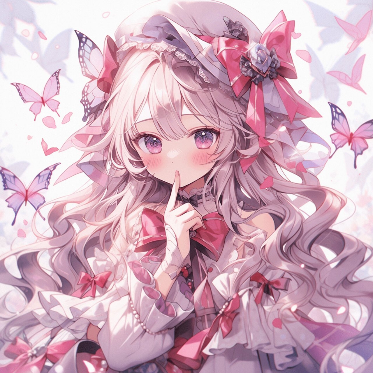 氛围感动漫美少女头像95蝴蝶翩翩飞