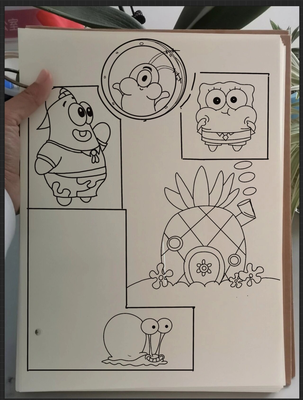 海绵宝宝派大星简笔画附过程图线稿