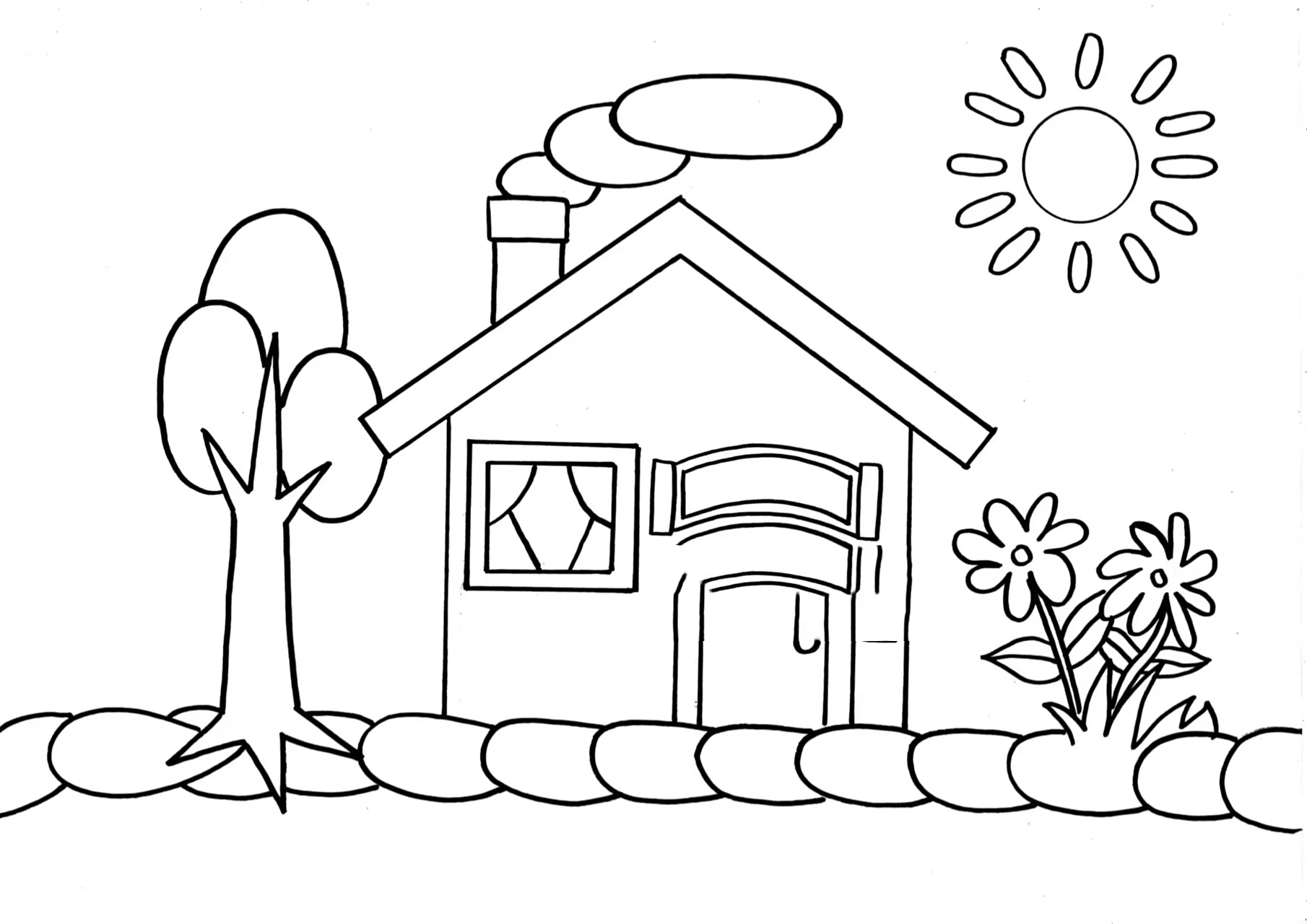 大自然主题画一乡村生活创意儿童画 附线稿