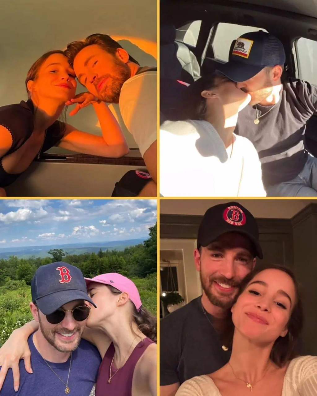 chris evans 和女友在网上亲嘴,感情很好.