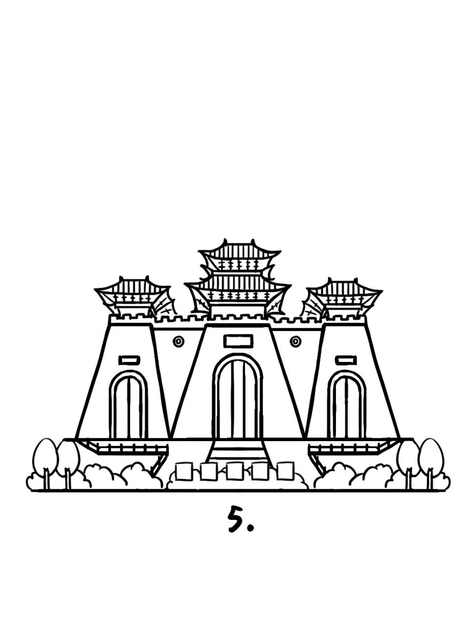 地标建筑简笔画教程65-山西临汾华门,华门,天下第一门,位于山西省临汾