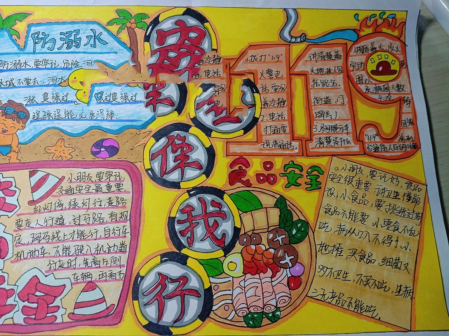 安全在我心中手抄报 适用于安全一类主题的手抄报