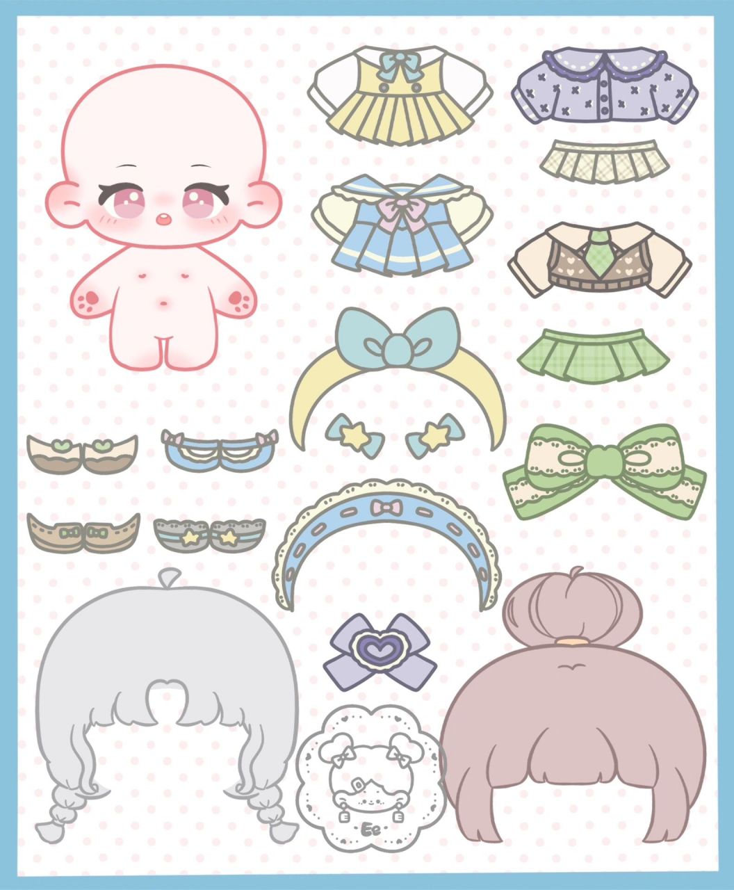 棉花娃娃换装大套装 可以换发型噢929292搬运商用二改原图可在