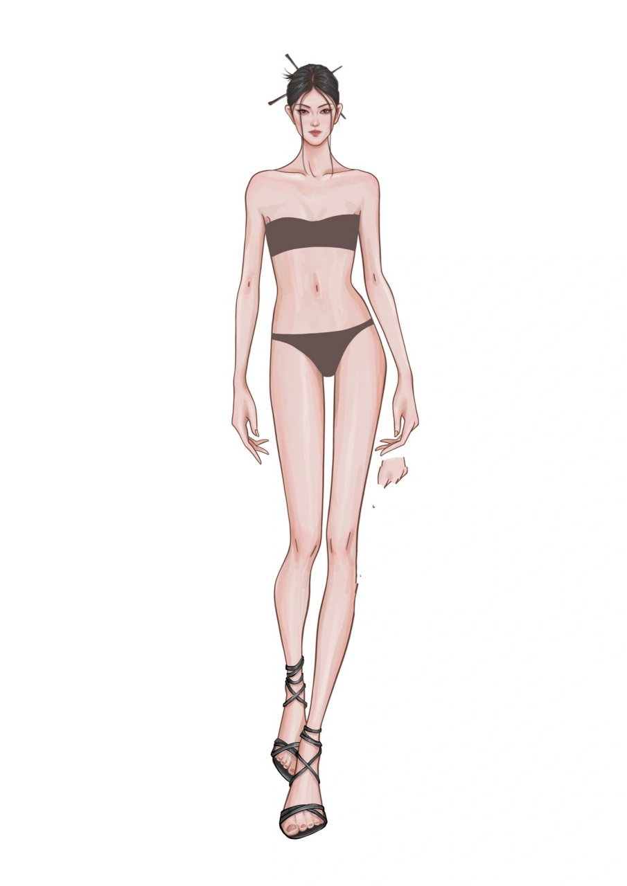 国风人体模特素材|手绘|矢量图 适合一些国风,新中式风格的服装设计.