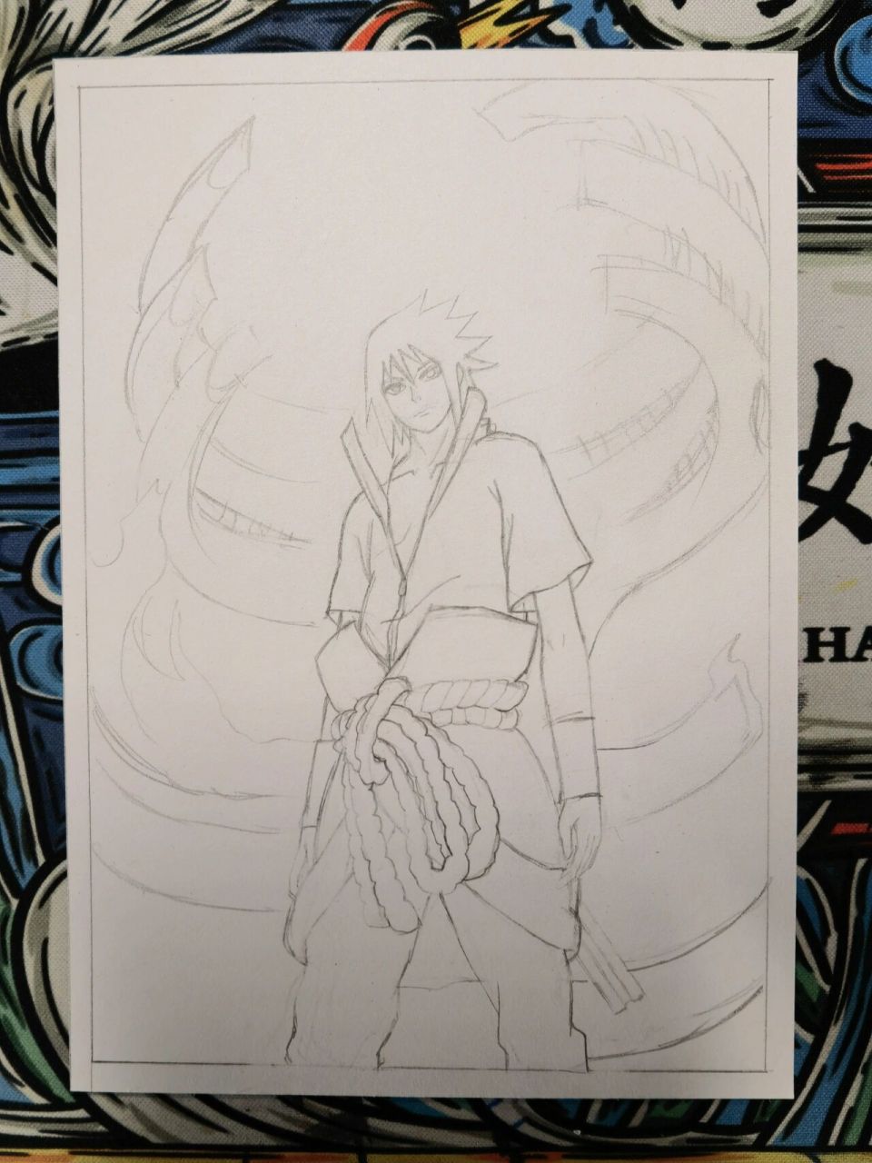 佐助,须佐能乎,手绘过程 画个二柱子,接下来画啥呢?