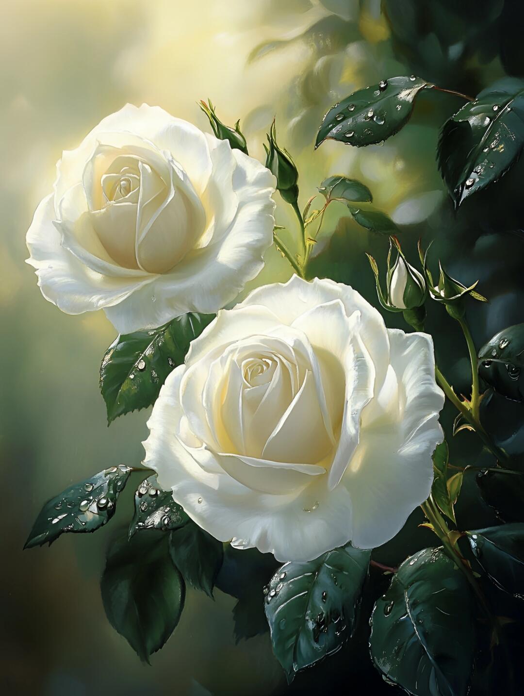 每一朵白玫瑰都象征着纯洁,真爱与高贵,仿佛在诉说着那些未曾说出口的