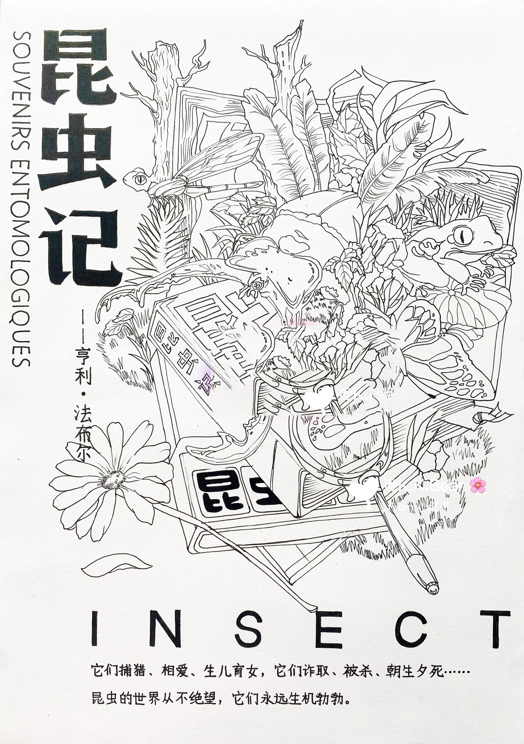 《昆虫记》海报手抄报思维导图马克笔手绘