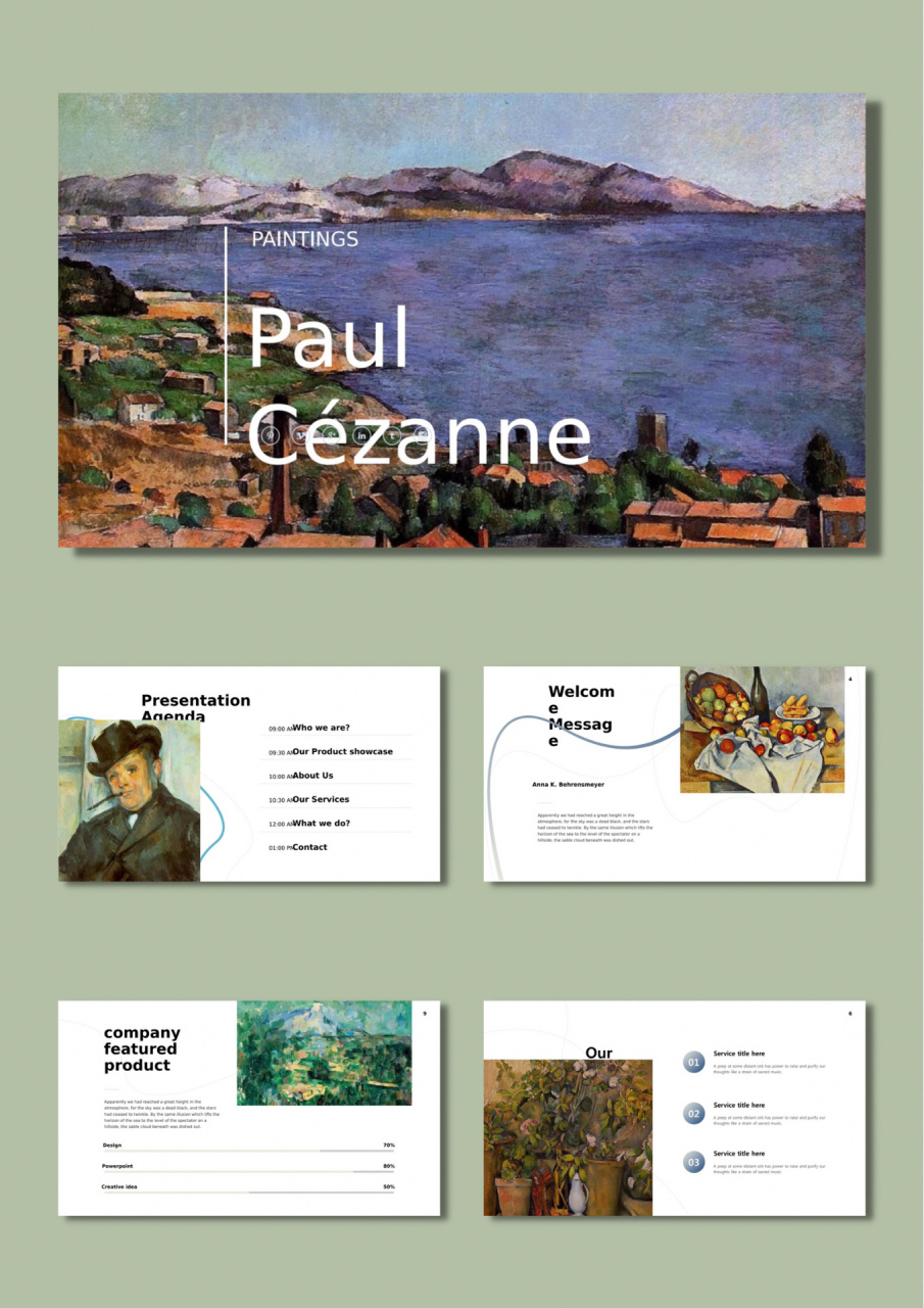 高级感ppt模板 | 法国后印象主义画派 7215no.