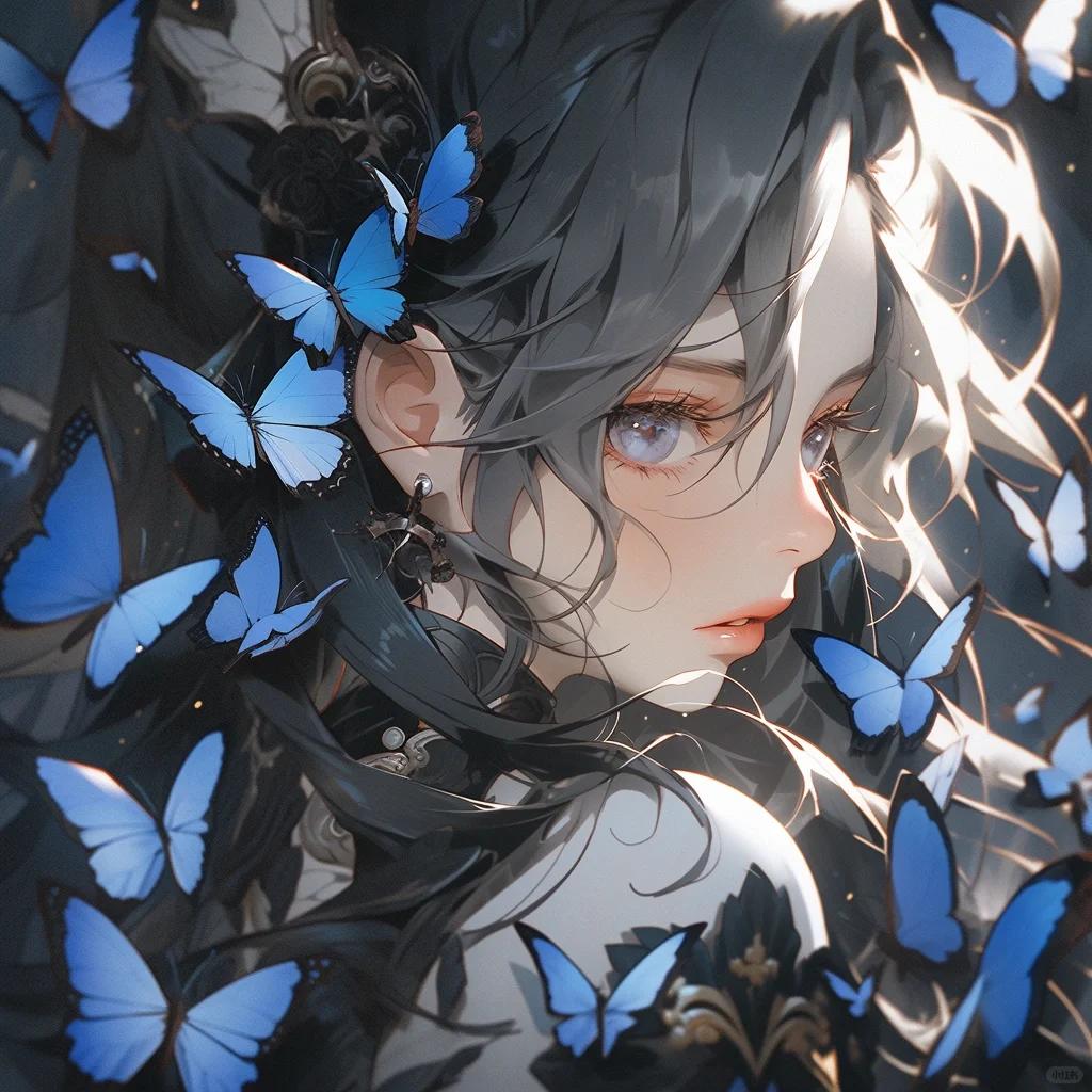 适合infp的小蝴蝶少女头像 本infp喜欢紫色,白色和黑色.