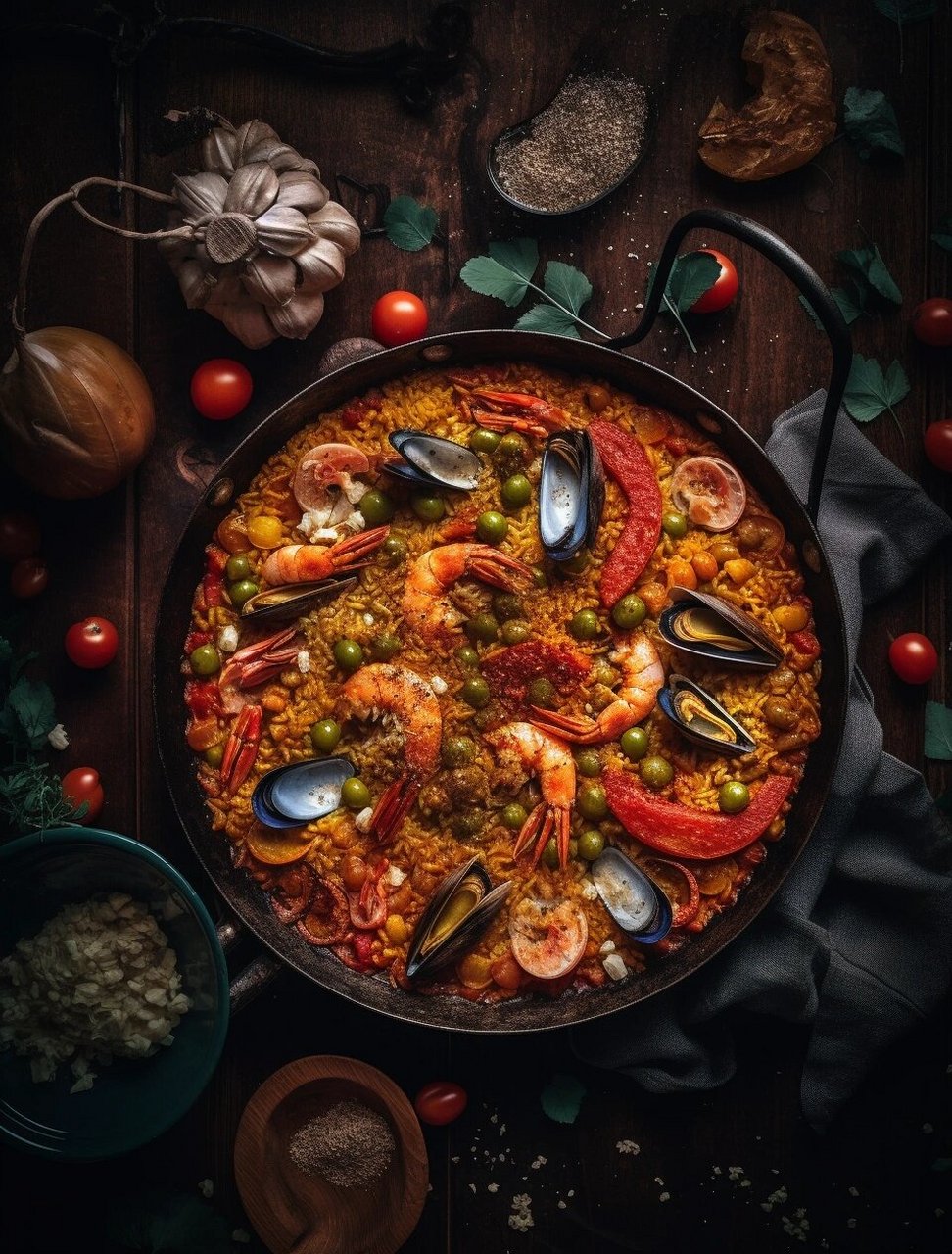 说到西班牙美食,一定不能错过瓦伦西亚海鲜饭(paella valenciana)!