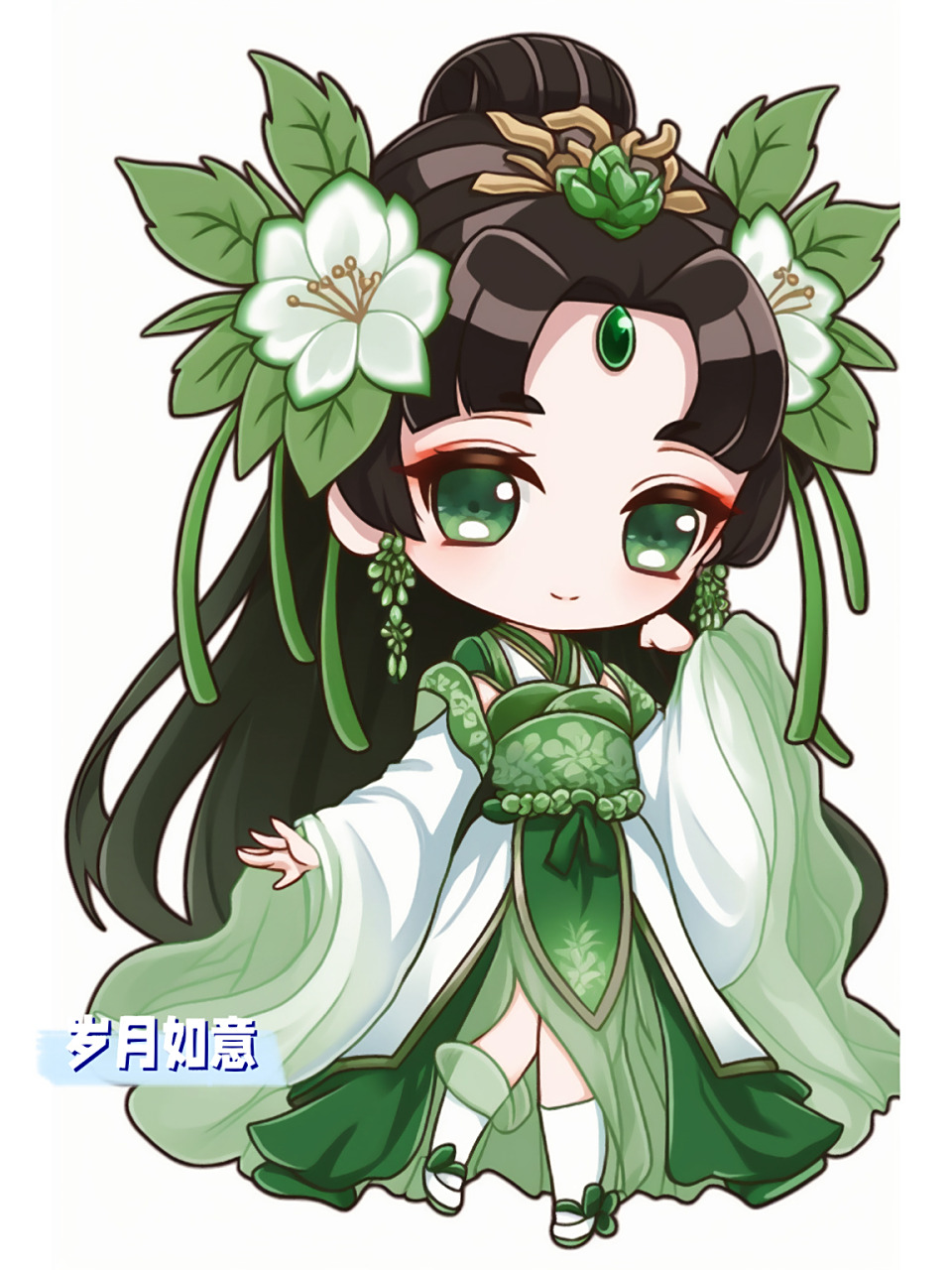 q版二次元古风花仙子(绿色系)   #自带 滤镜 #露营季  #二次元头像