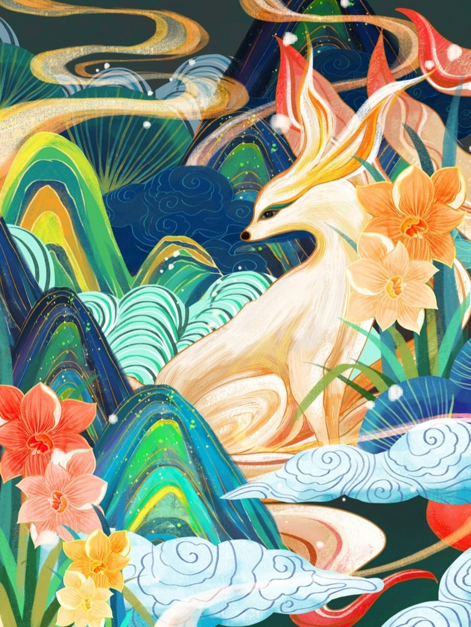 《山海经》-九尾 九尾狐是中国古代神话传说中的神异动物,常用来象征