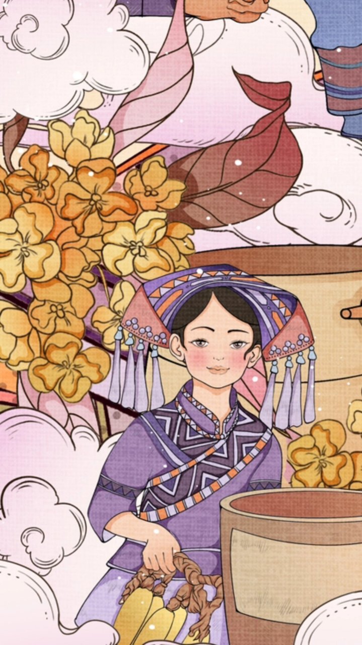 壮族插画|56民族插画|非遗插画 壮族是一个具有悠久历史和灿烂文化的