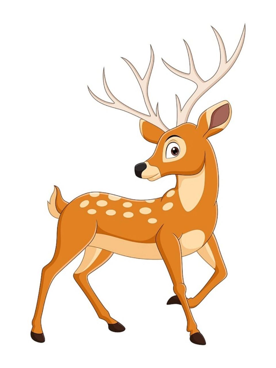 卡通插画|白色背景上孤立的卡通鹿 它有一个很好听的名字,叫做麋鹿.