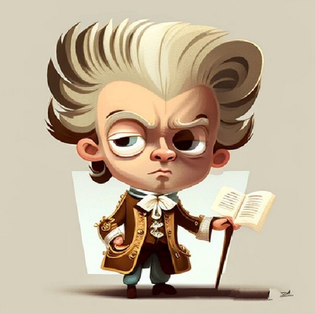 ai制图|两张q版莫扎特 凑热闹,用midjourney画了两张卡通版莫扎特.