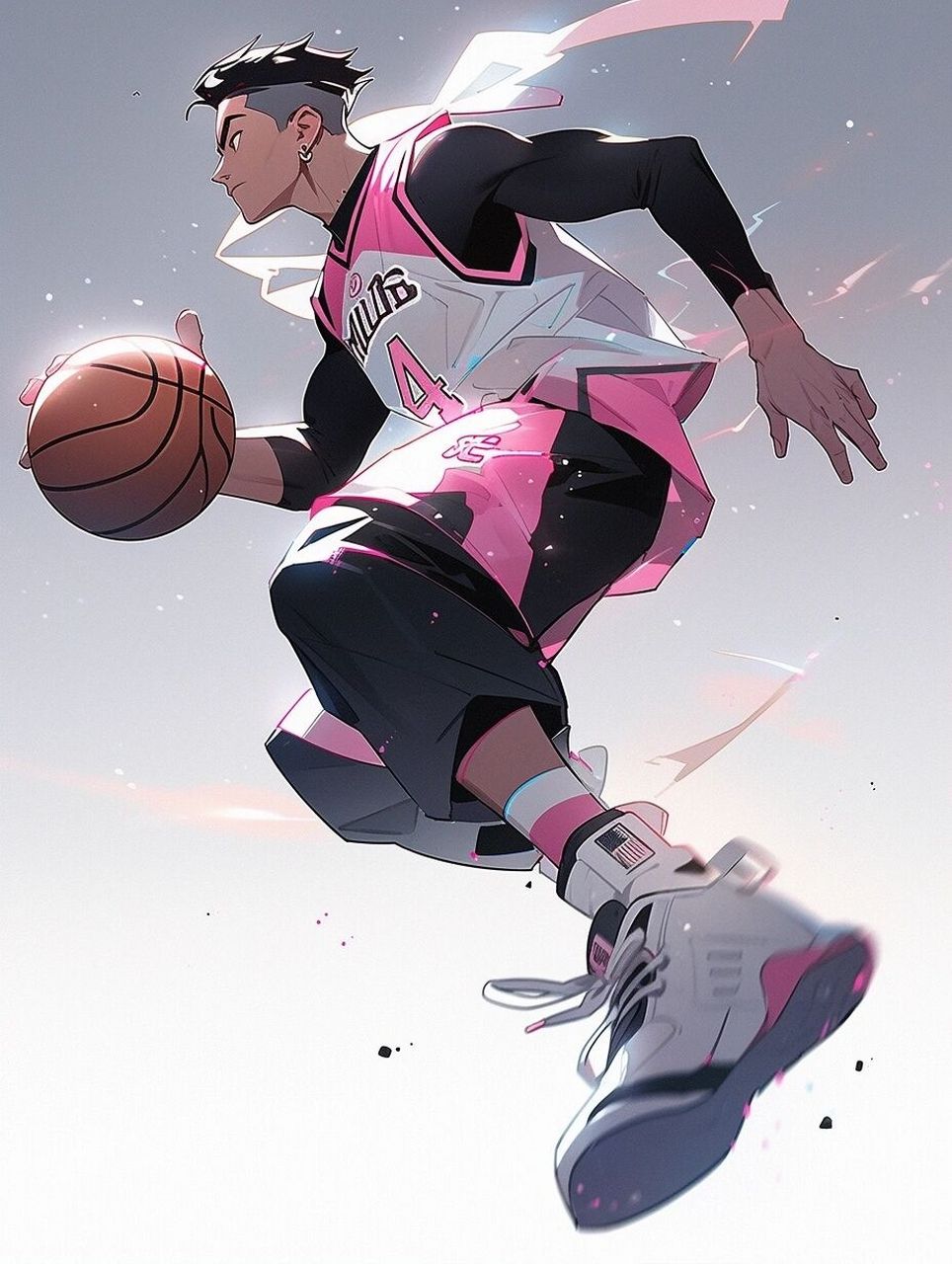 篮球少年-粉白配色 应评论要求尝试画了一下粉白配色的男生版本来感觉