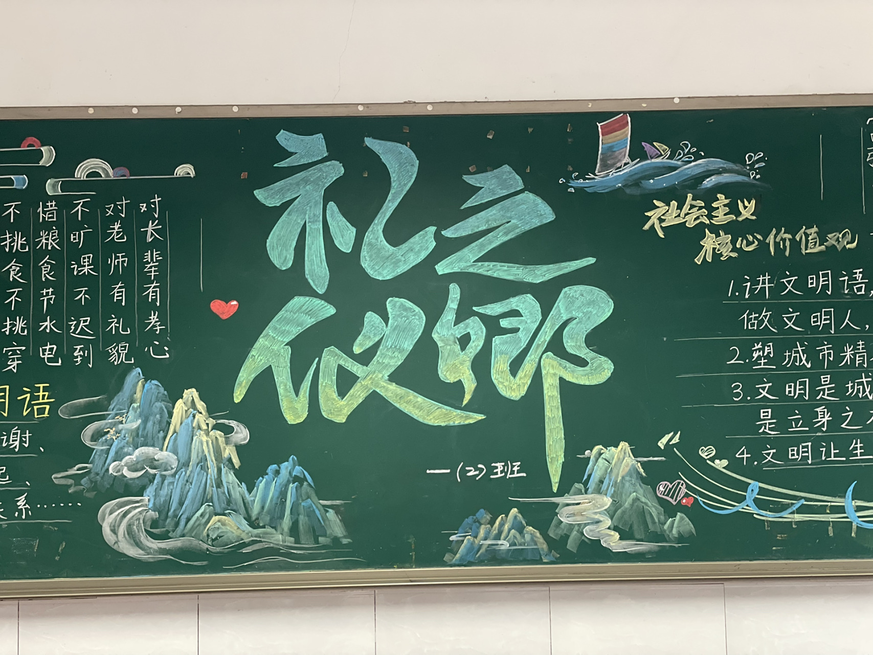 创城文明礼仪开学黑板报